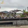 stainless steel art modern mirror finishing garden fish sculptures DZM 1229 - Image 11