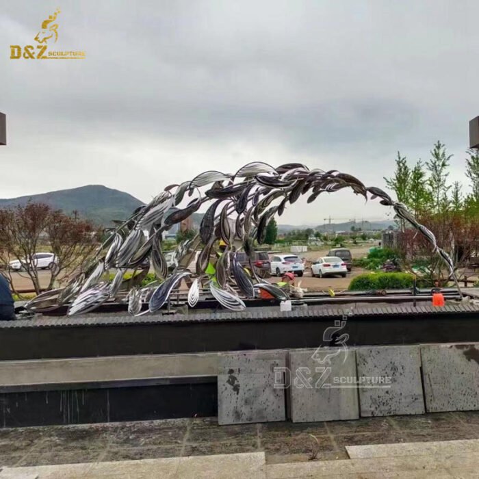 stainless steel art modern mirror finishing garden fish sculptures DZM 1229 - Image 11