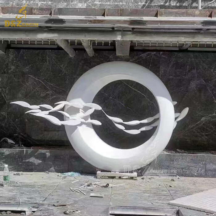 stainless steel art modern mirror finishing garden fish sculptures DZM 1229 - Image 3