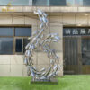 stainless steel art modern mirror finishing garden fish sculptures DZM 1229 - Image 5