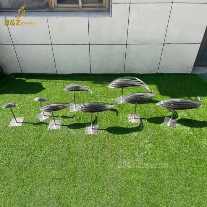 stainless steel art modern mirror finishing garden fish sculptures DZM 1229 - Image 9