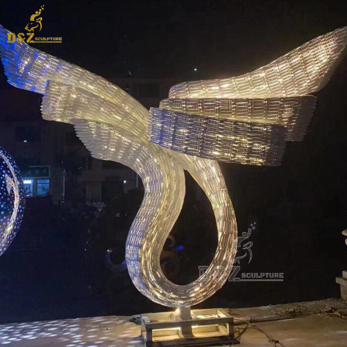 stainless steel art modern white wings with light sculpture DZM 1242