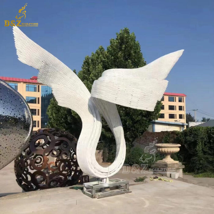 stainless steel art modern white wings with light sculpture DZM 1242 - Image 3