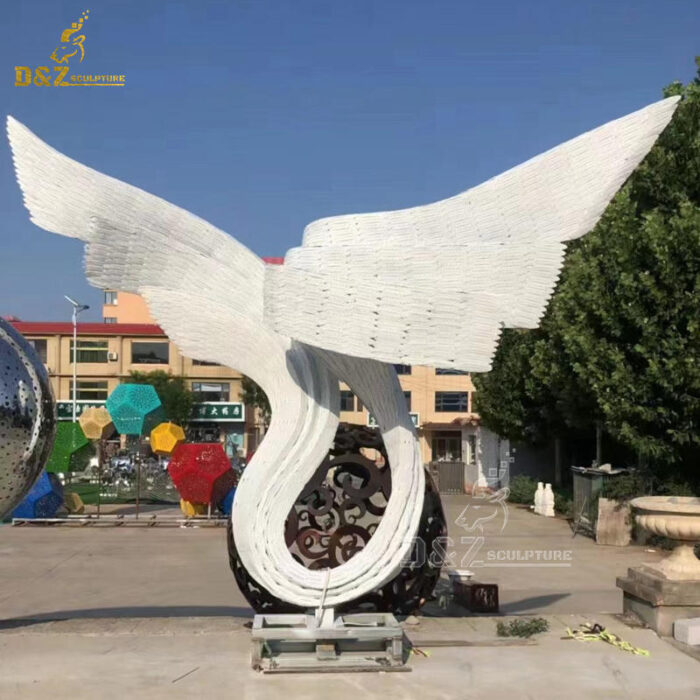 stainless steel art modern white wings with light sculpture DZM 1242 - Image 4