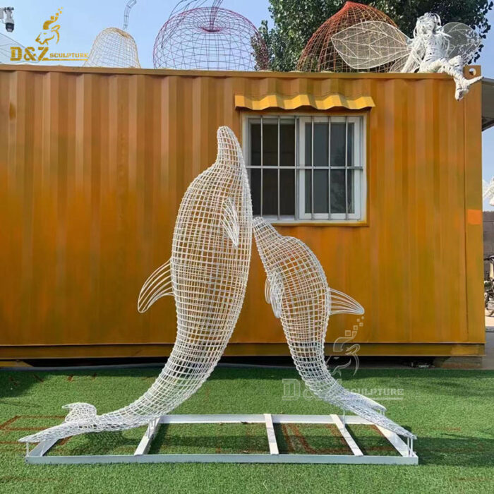 stainless steel wire animals sculpture art modern white wire sculpture for sale DZM 1240 - Image 3