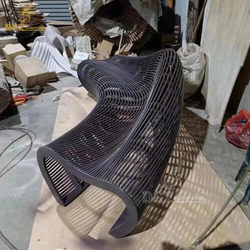 stianless steel wire bench sculpture for outdoor park art garden decoration DZM 1236