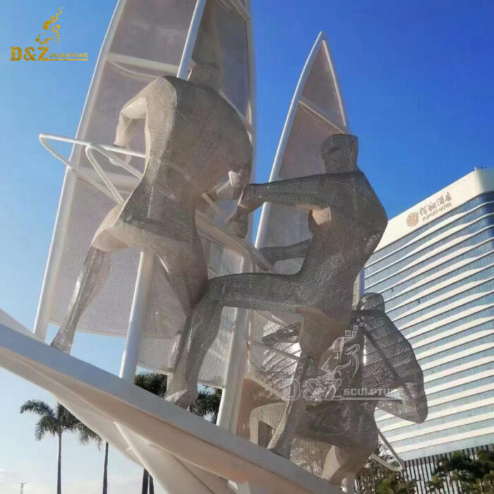 abstract metal sculptures art modern abastract The boat and people sculpture DZM 1244 - Image 3