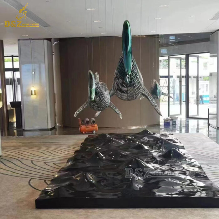 stainless steel geometric fish flying sculpture for hang on the ceiling DZM 1250 - Image 4