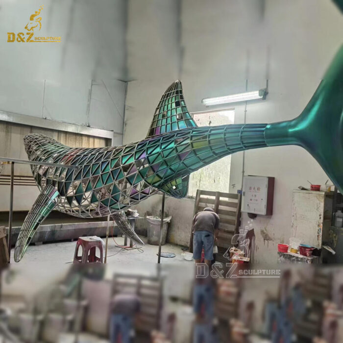 stainless steel geometric fish flying sculpture for hang on the ceiling DZM 1250 - Image 8