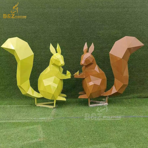 stainless steel geometric squirrel garden sculpture colorful metal animal sculpture DZM 1247