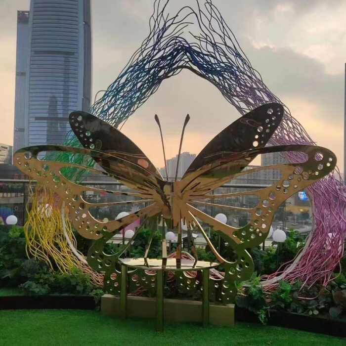 stainless steel sculpture art modern butterfly sculpture for sale DZM 1256