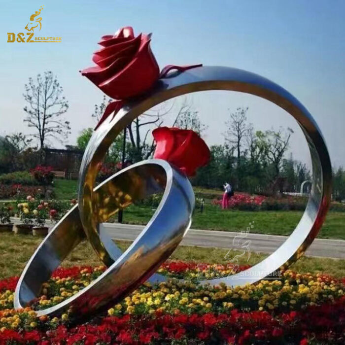 stainless steel sculpture metal circle ring sculpture for sale DZM 1258