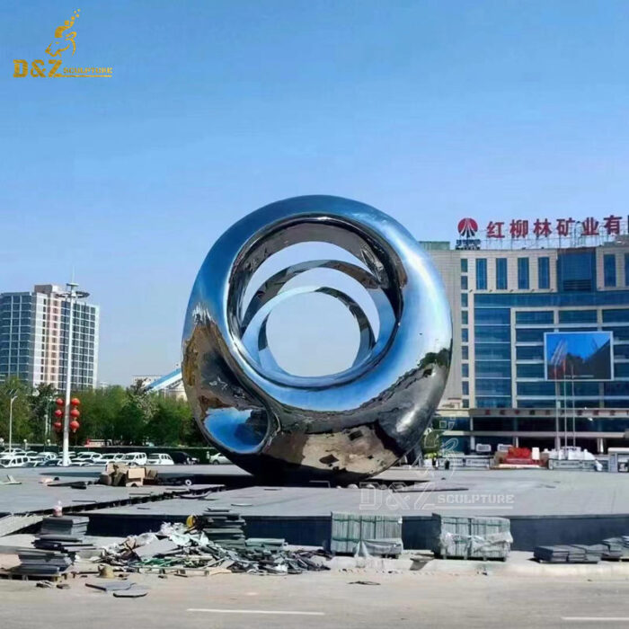 art custom made stainless steel sphere mirror finishing sculpture for sale DZM 1272