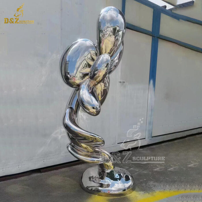 metal art abstract 3d flower sculpture mirror finishing sculpture for sale DZM 1276 - Image 4