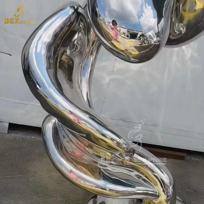 metal art abstract 3d flower sculpture mirror finishing sculpture for sale DZM 1276 - Image 3