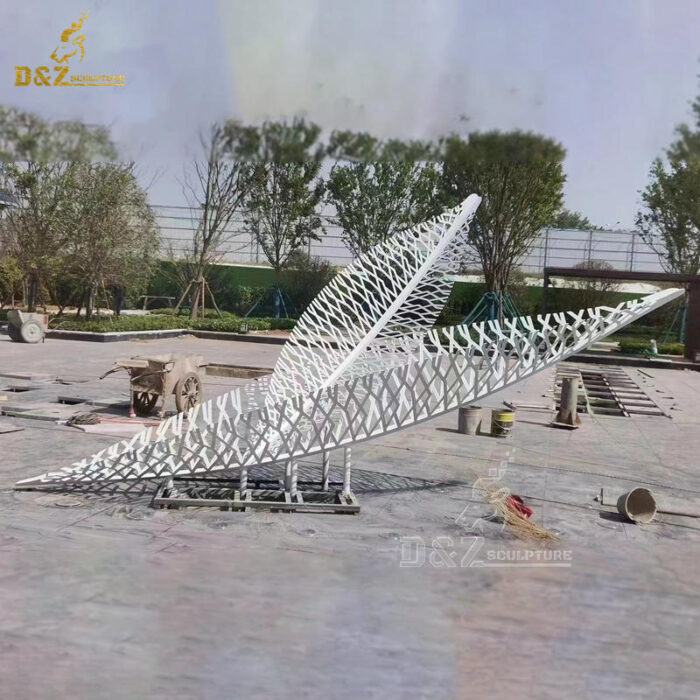 stainless steel white leaf metal sculpture art modern sculpture for sale DZM 1267