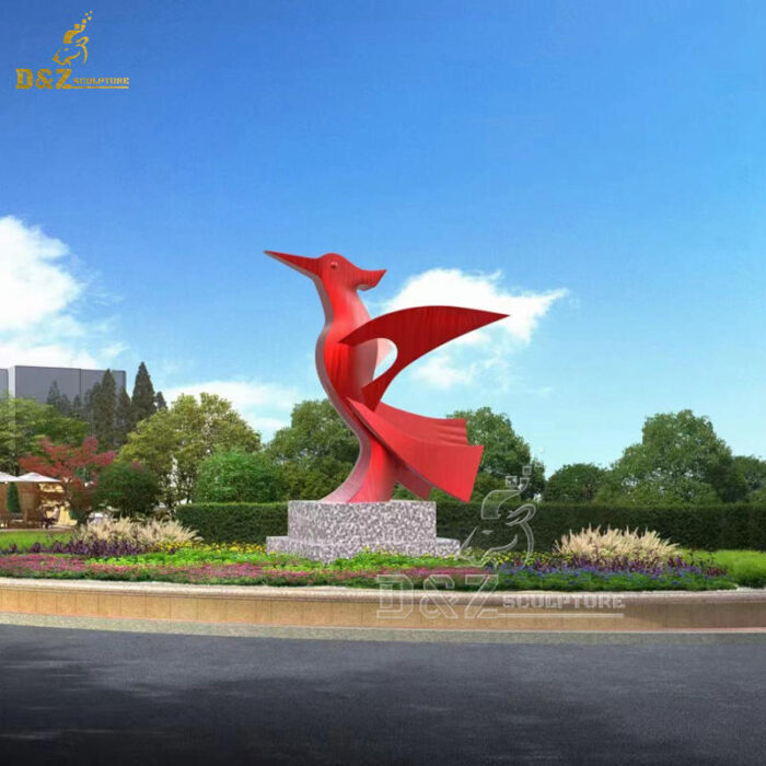 stainless steel art red abstract bird modern sculpture for sale  DZM 1279