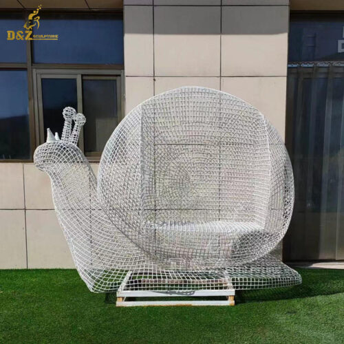 stainless steel wire white painting snail metal art sculpture for sale DZM 1289