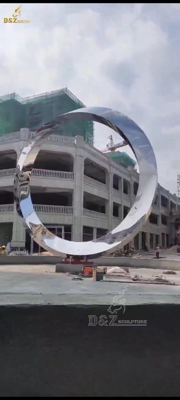 stainless steel circle abstract art sculpture mirror finishing for sale DZM 1300