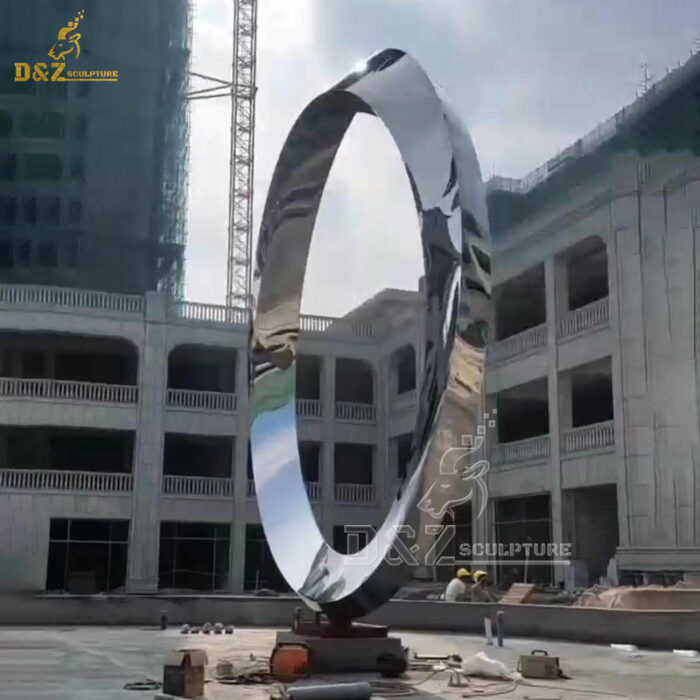 stainless steel circle abstract art sculpture mirror finishing for sale DZM 1300 - Image 3