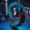 metal round circle ring sculpture art sculpture with light sculpture for sale DZM 1341