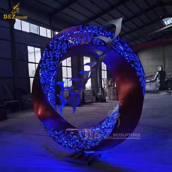metal round circle ring sculpture art sculpture with light sculpture for sale DZM 1341 - Image 3