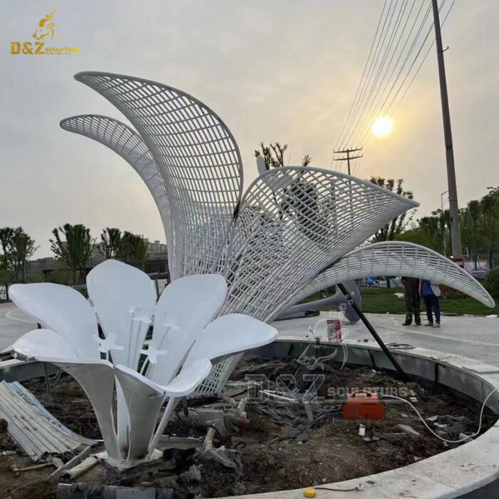 metal wire white flower sculptures stainless steel art modern for sale DZM 1336 - Image 4