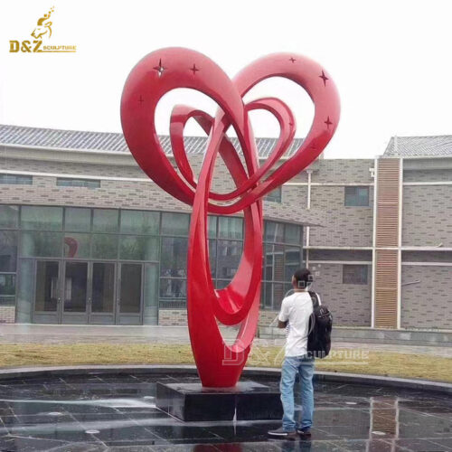 modern big red abstract sculpture stainless steel art modern sculpture for sale DZM 1323