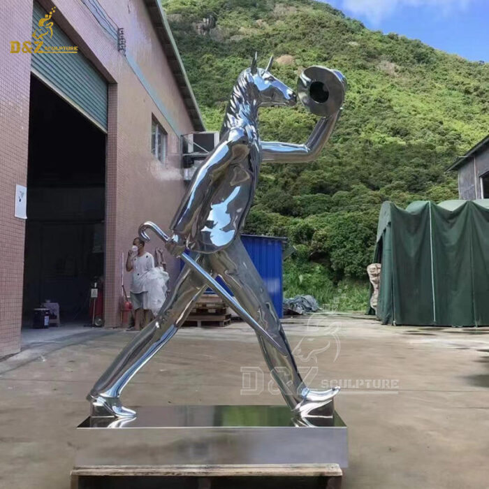 stainless steel abstract art figure with horse head for garden decorate DZM 1368