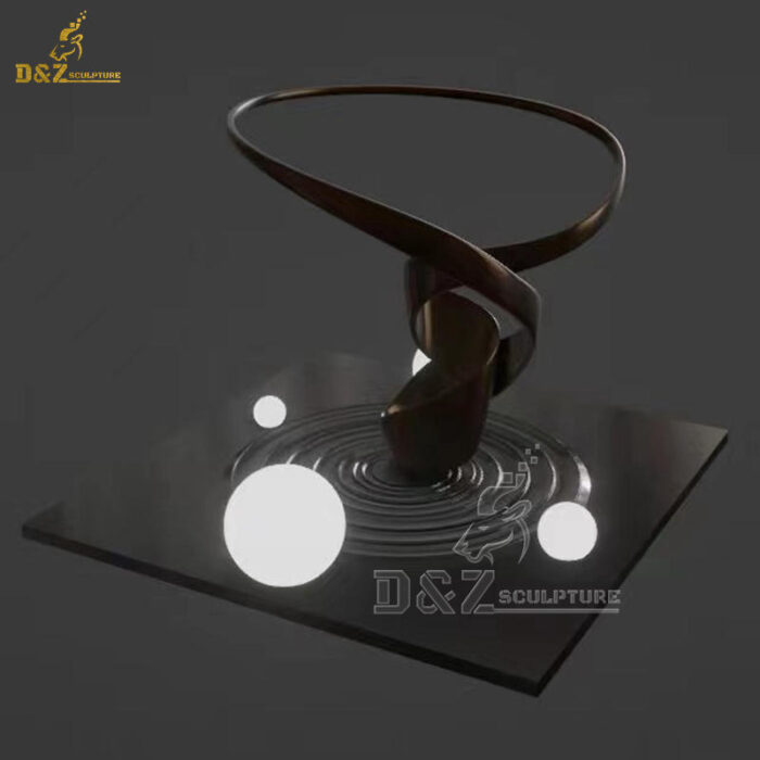 stainless steel art abstract modern sculpture with light sculpture for sale DZM 1349