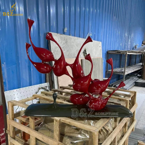 stainless steel art abstract red sculpture modern sculpture for sale DZM 1361