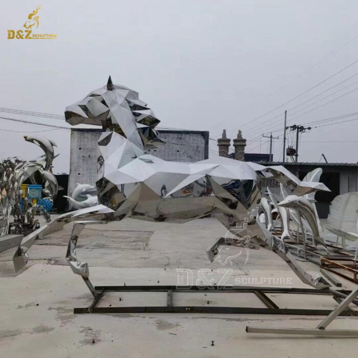 stainless steel art horse metal mirror finishing sculpture for sale DZM 1363 - Image 2