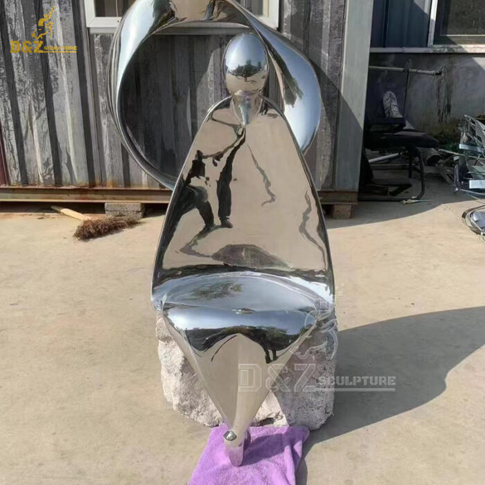 stainless steel mirror finishing sit figure as a seat sculpture for garden DZM 1333 - Image 2