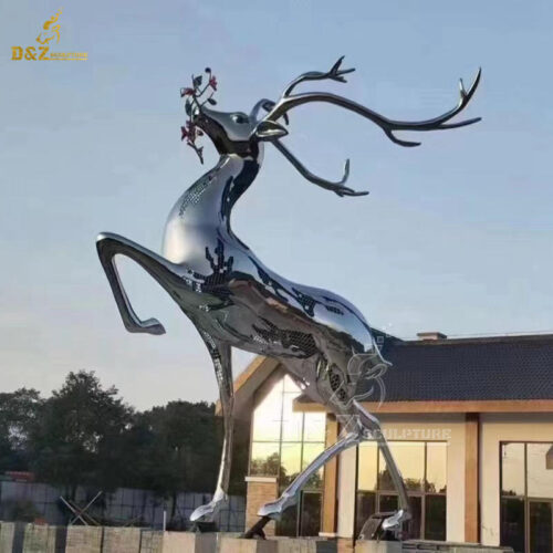 stainless steel sculpture modern metal art deer mirror finishing for sale DZM 1342