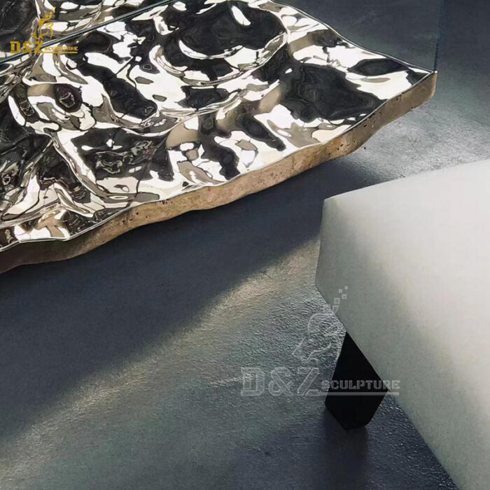 stainless steel water wave table sculpture art modern table sculpture for sale DZM 1339 - Image 5