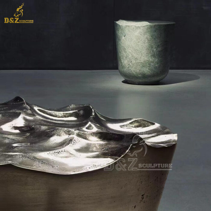 stainless steel water wave table sculpture art modern table sculpture for sale DZM 1339 - Image 6