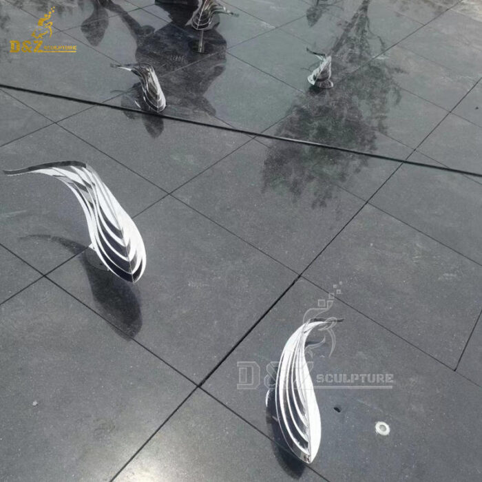 stainless steel art modern abstract fish sculpture for sale DZM 1373 - Image 3