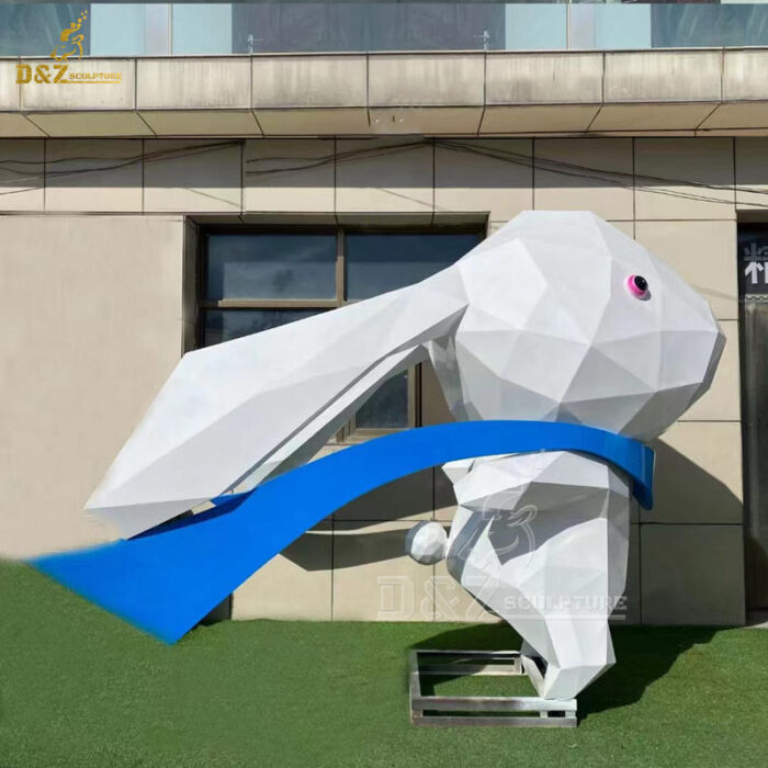 stainless steel rabbit sculpture for garden geometric rabbit sculpture for sale DZM 1372 - Image 2