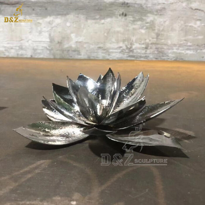 stainless steel art modern metal lotus flower garden sculpture for sale DZM 1398 - Image 3