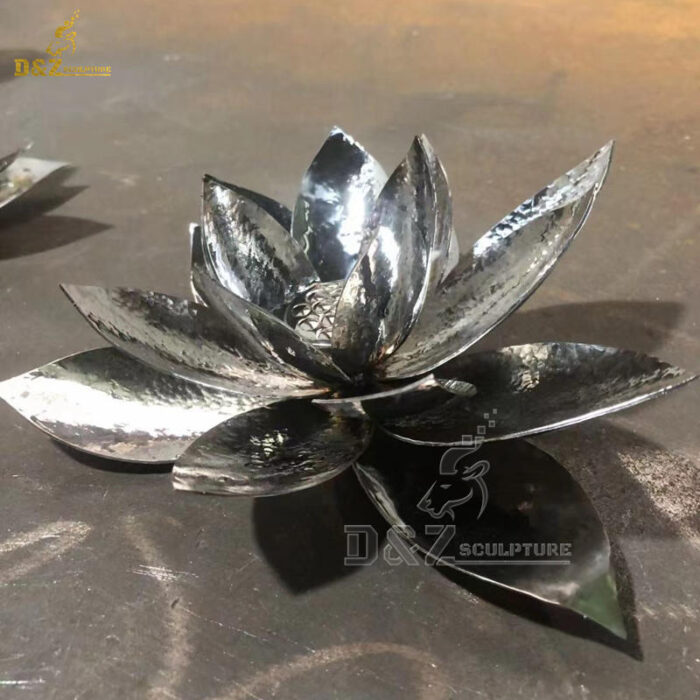 stainless steel art modern metal lotus flower garden sculpture for sale DZM 1398 - Image 4