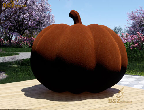 custom made corten steel outdoor pumpkin sculpture DZM-1403