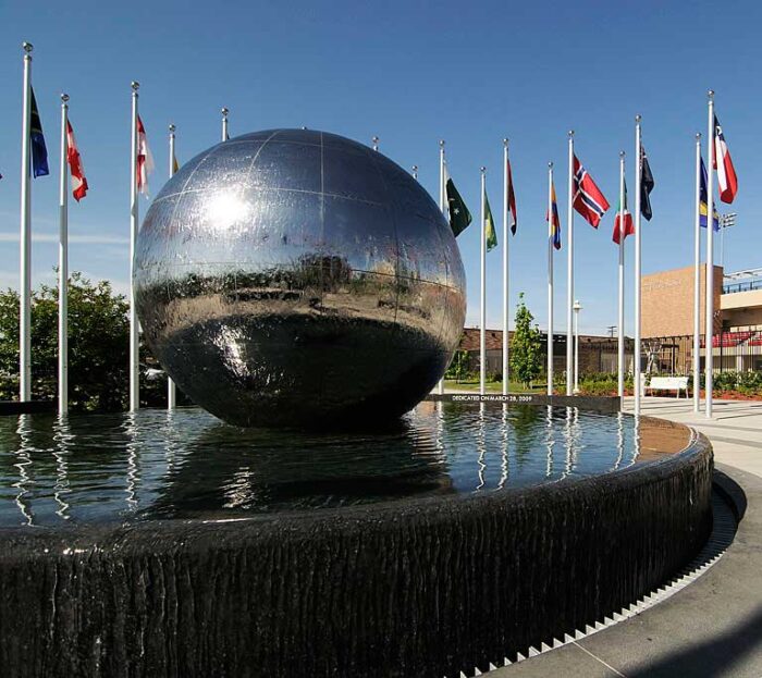 globe water fountain