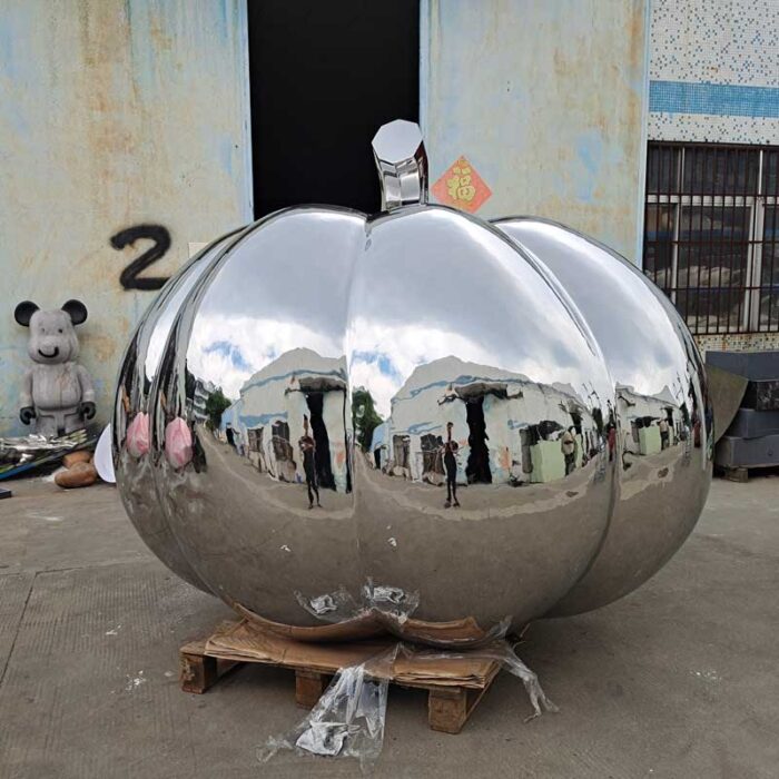 halloween yellow gaint pumpkin sculpture metal modern sculpture for garden DZM 1063