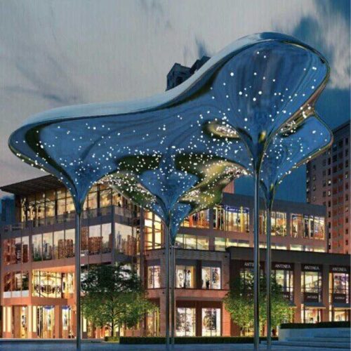 outdoor metal tree sculpture