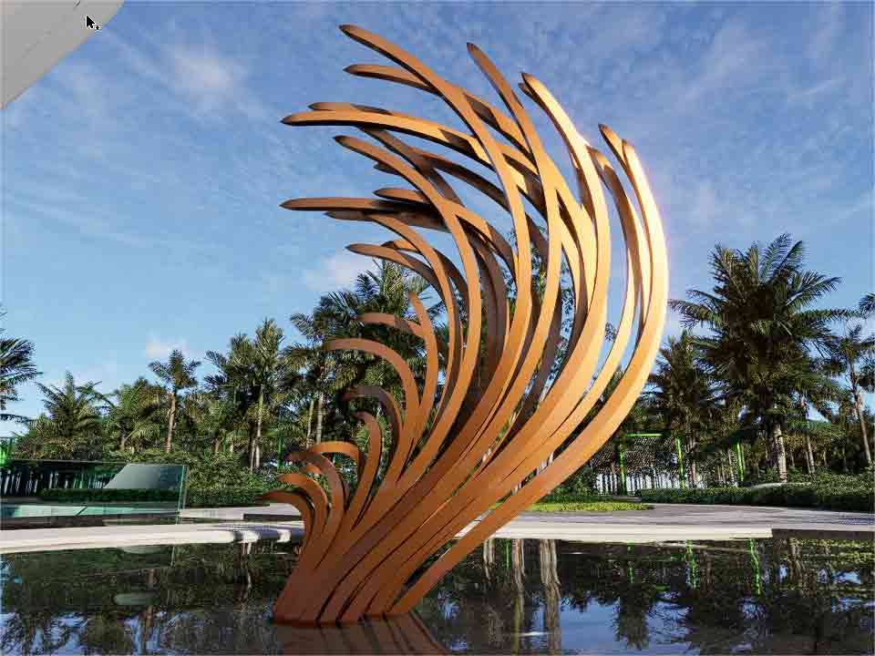 Large outdoor metal feather sculpture modern design garden decor DZM-1477