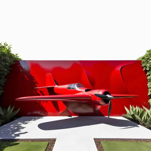 Large outdoor red metal airplane garden sculpture DZ-1487