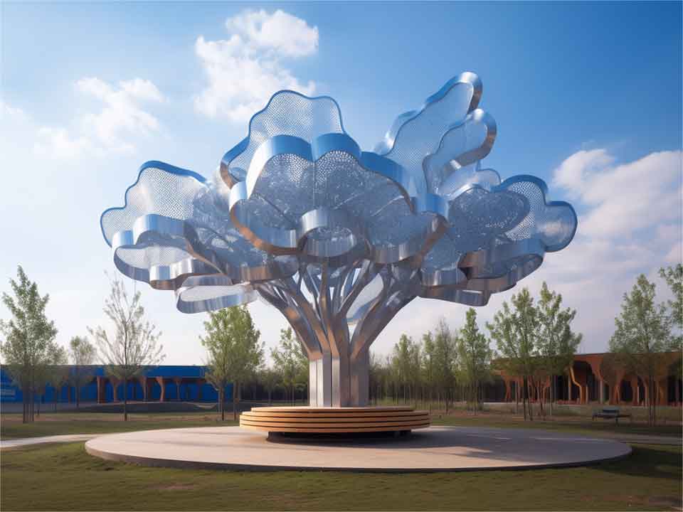 Custom large metal cloud tree landscape sculpture DZ-1490