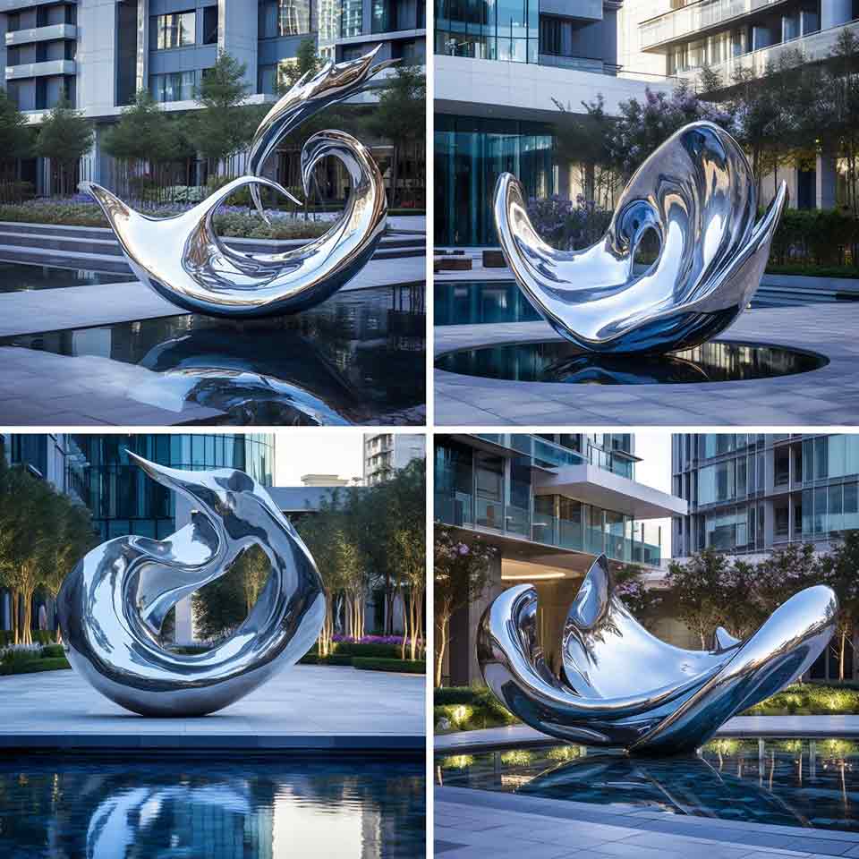 Large abstract metal wave art sculptures for sale DZM-1481