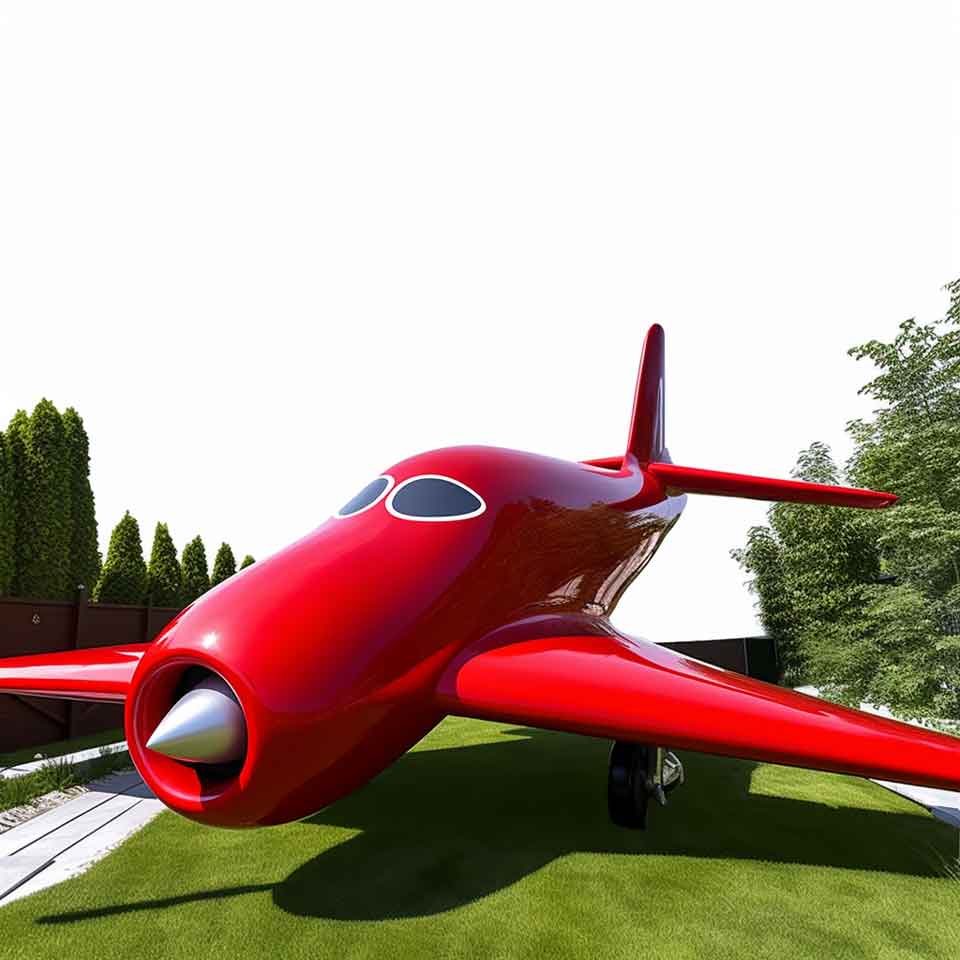 Large outdoor red metal airplane garden sculptures DZ-1487