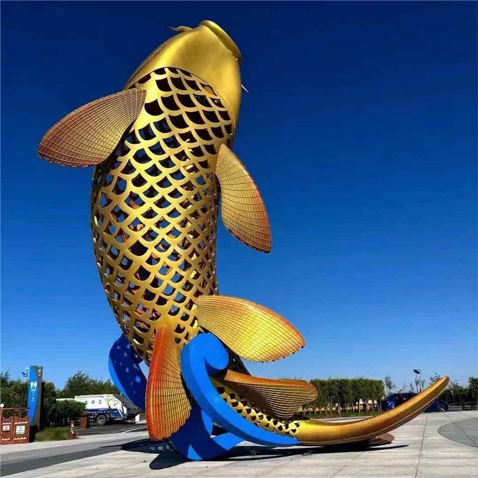 Large metal koi fish sculpture garden art decor DZM-1482